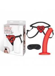 Красный поясной фаллоимитатор Red Heart Strap on Harness   5in Dildo Set - 12,25 см. - Lux Fetish - купить с доставкой в Королеве