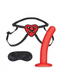 Красный поясной фаллоимитатор Red Heart Strap on Harness   5in Dildo Set - 12,25 см. - Lux Fetish - купить с доставкой в Королеве