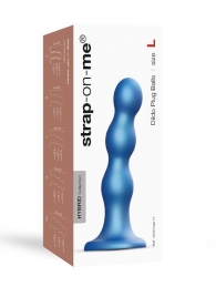 Голубая насадка Strap-On-Me Dildo Plug Balls size L - Strap-on-me - купить с доставкой в Королеве