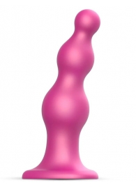 Розовая насадка Strap-On-Me Dildo Plug Beads size L - Strap-on-me - купить с доставкой в Королеве
