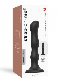 Черная насадка Strap-On-Me Dildo Geisha Balls size M - Strap-on-me - купить с доставкой в Королеве