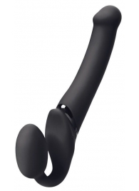 Черный безремневой вибрострапон Silicone Bendable Strap-On - size XL - Strap-on-me - купить с доставкой в Королеве