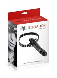 Черный кляп-фаллоимитатор Double Penis Gag - Fetish Tentation - купить с доставкой в Королеве