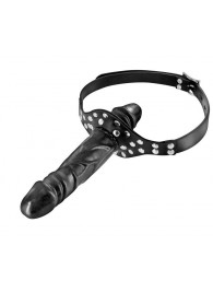 Черный кляп-фаллоимитатор Double Penis Gag - Fetish Tentation - купить с доставкой в Королеве