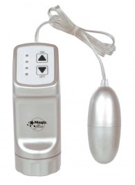 Серебристое виброяйцо с пультом управления на проводе - Tonga