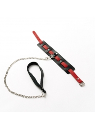 Черный ошейник с красным ремешком и поводком - Crazy Handmade - купить с доставкой в Королеве