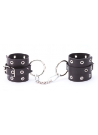 Черные кожаные наручники с люверсами - Crazy Handmade - купить с доставкой в Королеве