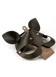 Черная кожаная маска  Кошка  с маленькими ушками - Crazy Handmade - купить с доставкой в Королеве