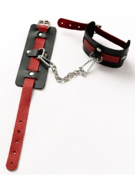 Черные оковы с красным декором и заклепками - Crazy Handmade - купить с доставкой в Королеве