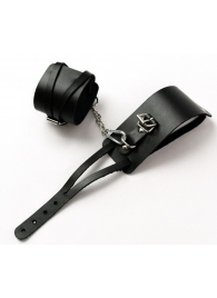 Черные кожаные оковы с креплением в виде веревочек - Crazy Handmade - купить с доставкой в Королеве