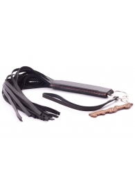 Черная кожаная плеть с удобной ручкой - 50 см. - Crazy Handmade - купить с доставкой в Королеве