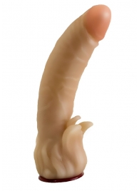 Телесная гелевая насадка-фаллос с клиторальными лепестками - 18,5 см. - LOVETOY (А-Полимер) - купить с доставкой в Королеве
