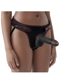 Женский темнокожий страпон Easy Strapon Set 7 Inch - 18 см. - Lovetoy - купить с доставкой в Королеве