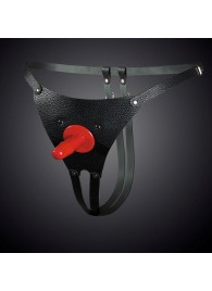 Чёрные кожаные универсальные трусики со штырьком для насадок - Sitabella - купить с доставкой в Королеве