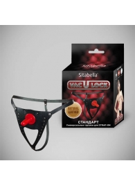 Черные кожаные универсальные трусики со штырьком для насадок и вырезом - Sitabella - купить с доставкой в Королеве