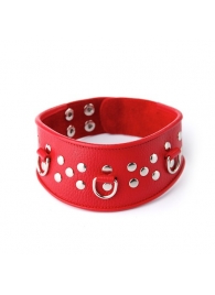 Кожаный красный ошейник с велюровой подкладкой - Sitabella - купить с доставкой в Королеве