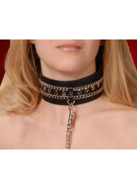 Чёрный ошейник с цепочками и поводком - Sitabella - купить с доставкой в Королеве