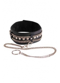 Чёрный ошейник с цепочками и поводком - Sitabella - купить с доставкой в Королеве