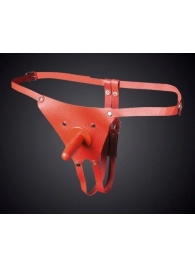 Красные кожаные универсальные трусики со штырьком для насадок - Sitabella - купить с доставкой в Королеве