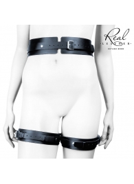 Черный кожаный пояс с гартерами - S-M - Notabu - купить с доставкой в Королеве