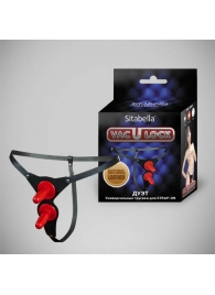 Чёрные кожаные трусики с двумя штырьками для насадок - Sitabella - купить с доставкой в Королеве