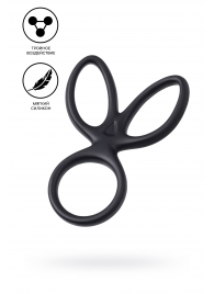 Черное тройное кольцо на пенис Kraken - A-toys - в Королеве купить с доставкой