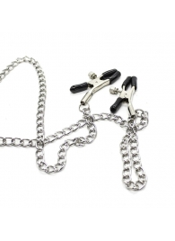 Зажимы для сосков с ремешком и кольцом для пениса - Notabu - купить с доставкой в Королеве