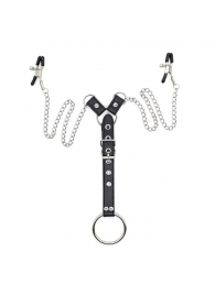 Зажимы для сосков с ремешком и кольцом для пениса - Notabu - купить с доставкой в Королеве