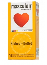 Презервативы с колечками и пупырышками Masculan Ribbed+Dotted - 10 шт. - Masculan - купить с доставкой в Королеве