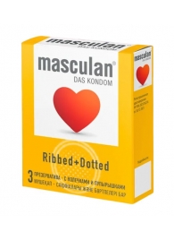 Презервативы с колечками и пупырышками Masculan Ribbed+Dotted - 3 шт. - Masculan - купить с доставкой в Королеве