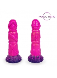 Розовый рельефный фантазийный фаллоимитатор - 20 см. - Bior toys - купить с доставкой в Королеве