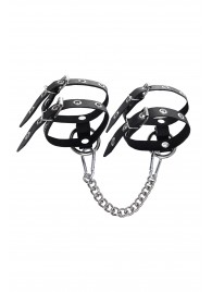 Черные однослойные кожаные оковы из двух ремешков - Pecado - купить с доставкой в Королеве