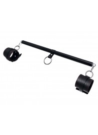 Черная распорка для ног с кожаными манжетами - Pecado - купить с доставкой в Королеве