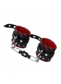 Черно-красные наручники из натуральной кожи - Pecado - купить с доставкой в Королеве