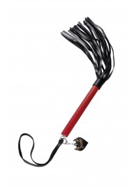 Черно-красная кожаная плеть - 50 см. - Pecado - купить с доставкой в Королеве