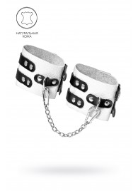Бело-черные оковы с двумя ремешками и люверсами - Pecado - купить с доставкой в Королеве