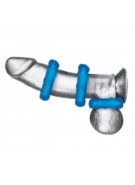 Комплект из трех голубых эрекционных колец 3-Pack Ribbed Rider Cock Ring Set - BlueLine - в Королеве купить с доставкой