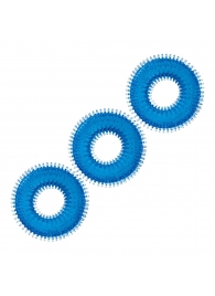 Комплект из трех голубых колец для эрекции 3-Pack Ultra-Stim Stretch Cock Rings - BlueLine - в Королеве купить с доставкой