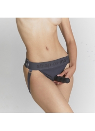 Серые трусики для фиксации насадок Strap-on-me Harness Lingerie Unique - Strap-on-me - купить с доставкой в Королеве