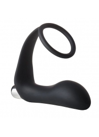 Черное эрекционное кольцо с вибропробкой Vibrating Anal Plug With Cockring - Dream Toys - в Королеве купить с доставкой