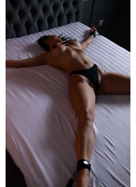 Черный кожаный набор фиксации на кровати Sex Game - БДСМ Арсенал - купить с доставкой в Королеве