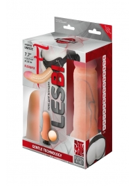 Телесный страпон Harness LESBI с вагинальной пробкой - 16,5 см. - LOVETOY (А-Полимер) - купить с доставкой в Королеве