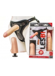 Телесный страпон Harness LESBI с вагинальной пробкой - 16,5 см. - LOVETOY (А-Полимер) - купить с доставкой в Королеве