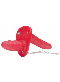 Красный женский страпон с вагинальной пробкой Bad Kitty - 18 см. - Orion - купить с доставкой в Королеве