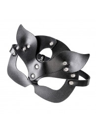 Черная кожаная рельефная маска кошки - Pecado - купить с доставкой в Королеве