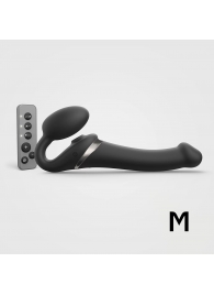 Черный безремневой страпон Multi Orgasm Size M с клиторальной стимуляцией - Strap-on-me - купить с доставкой в Королеве