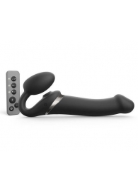 Черный безремневой страпон Multi Orgasm Size L с клиторальной стимуляцией - Strap-on-me - купить с доставкой в Королеве