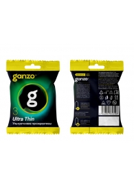 Ультратонкие презервативы Ganzo Ultra thin в мягкой упаковке - 3 шт. - Ganzo - купить с доставкой в Королеве