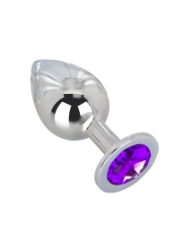 Большой плаг из стали с фиолетовым кристаллом Violet Dream - 9,5 см. - Erotic Fantasy - купить с доставкой в Королеве