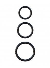 Набор из трех черных эрекционных колец Silicone 3-Ring Stamina Set - Pipedream - в Королеве купить с доставкой